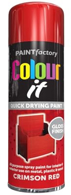 SDMAX Crimson Red Spray Paint, Fast Drying, Durable & Gloss Finish, Non-Cracking, Easy To Use, Long-Lasting, Lightweight And Portable, Interior And Exterior Use, 250ml (1PCS)