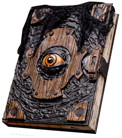 Evil Eye Buch Zauberbuch – Halloween Buch Der Zaubersprüche Requisite, Necronomicon Hexendekoration | Handgefertigte Halloween-Requisite, Gruseliges Dämonenauge-Grimoire, Hexerei-Display Für Spukhaus,