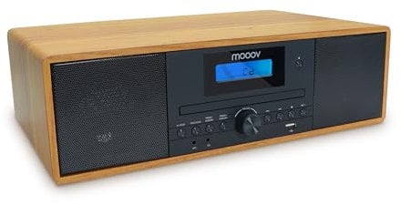Mooov 477380 - Microcatena HiFi stereo 50 W musical, lettore CD, Bluetooth, radio FM, USB, AUX-IN, RCA, sveglia, telecomando