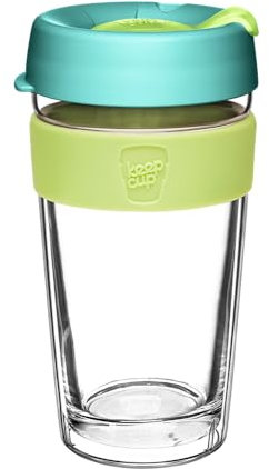 KeepCup Longplay - Reusable Coffee Cup, Double Wall Glass with Removable Sleeve and splashproof Sipper lid - 16oz/454ml - Matcha