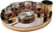 Indian Crockery Stainless Steel Copper Hammered Traditional Crockery Set of Thali Plates, Bowls, Glass and Spoon Serving Tableware for Home and Kitchen 12.5 INCHES