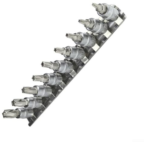 9-teiliges 5-Punkt-Stern-Torx-Schraubendreher-Bit-Set für 1/4-Zoll-Antriebs-Stecknuss Pentalobe TS10 TS15 TS20 TS25 TS27 TS30 TS40 TS45 TS50 Werkzeuge