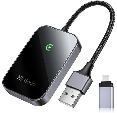 Mcdodo CarPlay Wireless Adapter,Wireless Carplay Adapter for iPhone,Konvertieren Verkabeltem CarPlay zu Wireless, Plug-und-Play OTA-Upgrade für iPhone iOS 10+ & Autos mit Wired CarPlay