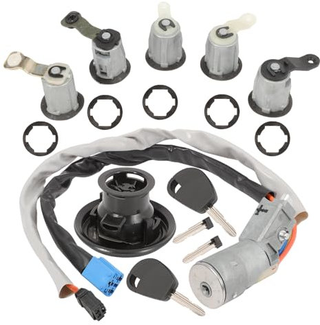 GNXfixt Kit Complet Neiman Antivol de Direction pour Partner Berlingo Avec 5 Barillets, 1 Bouchon de Carburant, 2 Clés ET 2 Lames 4162CF 4162 CH