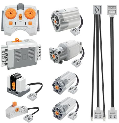 BriCool 10-in-1 Motor Kit, DIY Motorized Building Set, Power Function Motor Set with Powerful Motors, Remote Control, Receiver, Battery Box, Extension Wire