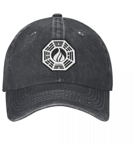IEINYAUP Casual Dharma Initiative Logo Lost TV Show Baseballkappe Unisex Distressed Denim Washed Snapback Cap Outdoor Golf Hüte Kappe Baumwolle, für alle Jahreszeiten