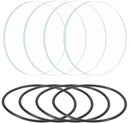 PATIKIL 1,7 Dia LED-Objektiv, 4er-Set polierte Kanten Taschenlampen-Ersatzteile Glasobjektiv mit Silikonring für Lichtquellen-Objektiv-Ersatz, Transparent
