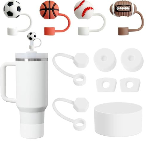 KAOTPO Stanley Cup Accessories, Includes 6 Stanley Cup Leak Protection, 4 Balls Straw Cover, 1 Bottom Protector Silicone Boot for Stanley Cup