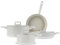 Karaca Swiss Crystal Valenti Ceramica 7-Piece Induction Cookware Set, Stockpot & Lid, Shallow Casserole & Lid, Frying Pan, White