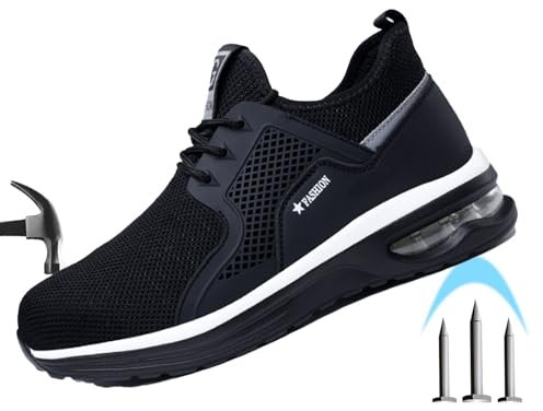 RenDiuJups Zapatos de Seguridad Hombre Mujer con Puntera Composite - Ligeros, Antideslizantes, Transpirables, Antiperforación, Amortiguación Air Cushion, para Construcción, Almacén, Running(38 EU)