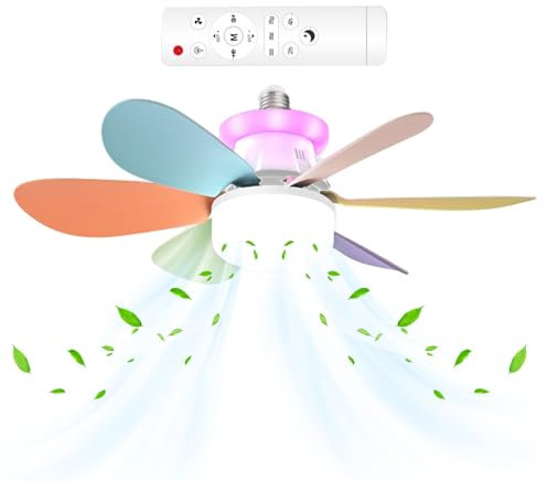 Mwkbbn Ventilador de techo LED con luces, ventilador de techo inteligente, lámpara de silencio, lámpara extraíble, luz negativa, 52x18.5cm, para niños, niños, niñas, habitación