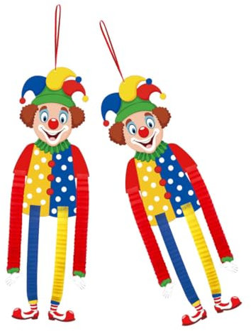 2 Stück Papier Clown Hängedeko für Karneval, Halloween Geschenkideen