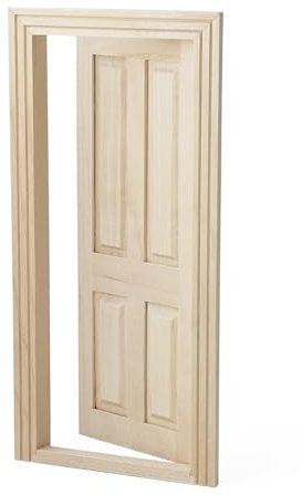 Odoria Wichtel Tür Puppenhaus Miniatur: 1/12 Maßstab Holztür für Fee Garten Elf im Freien Rustikal - DIY Figur Handwerk Modell Modern Unlackiert - Mini Gebäude Möbel Innenschlagtür