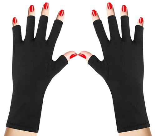 FNSIGHD 1 Pair UV Protecction Gloves,Manicures Fingerless Gloves for Women,UVglove for Gel Nails,Sun Protection-glove Women,for Gel Nail Lamp Skincare Home DIY Salon Use Art Accessories(Black)