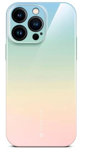 ONEFLOW Splash Cover für iPhone 15 Pro Max Hülle mit Design Muster, Handy Schutzhülle mit Kameraschutz, Case Bedruckt extra dünne Handyhülle, Mint Beige Rosa Verlauf