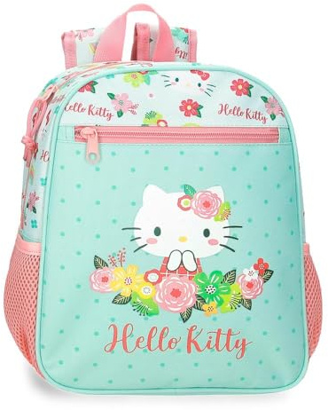 Zaino scolastico Hello Kitty Floral, diverse misure, in poliestere blu