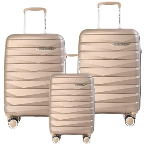 Infinity 3 Piece Luggage Sets Hard Shell Lightweight Polypropylene Travel Cabin Case Holiday Suitcase Bags (3 Pcs Set Including Cabin,M,L)