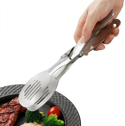 Kitchen Metal Tongs, 304 Multipurpose Stainless Steel Cooking Tongs, Perfect for Food, Steak, Bread, Pizza, Salads and BBQ, Stable Clamping & Flipping Performance, Non Stick & Wearing Dishwasher Safe.