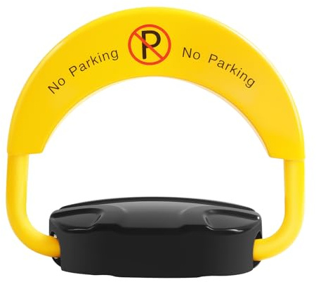 30-50m Automatische Parkplatzsperre mit 2 Fernbedienungen,Akku Autoparkschloss(ohne Akku) mit 5T Tragkraft 180° Kollisionsschutz,IP67 Parksperre mit reflektierendem Warnaufkleber für -10°C bis +55°C