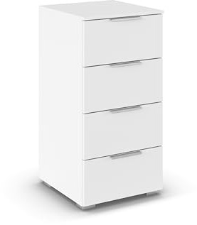 Rauch Möbel Alabama, Kommode, Farbe Weiß, Maße 40x81x42 cm | Sideboard, 4 Schubladen, Soft-Close-Funktion, Griff Alufarben, für Schlafzimmer, Kinderzimmer, Garderobe, Flur