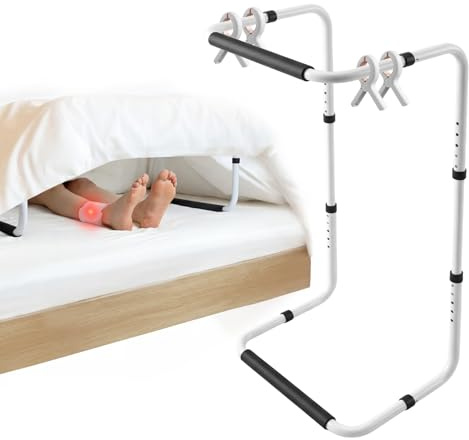 Adjustable Blanket Lifter for Feet, Bed Cradle Support Frame with 4 Sheet Clips, Height Adjustable Blanket Support Bar for Arthritis, Sensitive Feet and Recovery Comfort