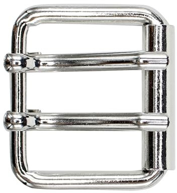 FRONHOFER Gürtelschnalle 4 cm Dopppeldornschnalle Stahlschnalle bruchfest silber glänzend, Größe:One Size, Farbe:Silber
