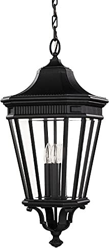 Licht-Erlebnisse Schwarze Pendelleuchte IP23 Rustikal verstellbar bis max. 2m Vintage Laterne Außenlampe CHARLES
