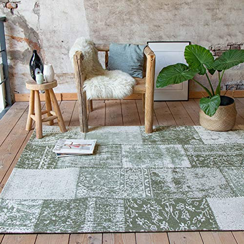FRAAI | Home & Living Teppich Patchwork - Dreams Grün - Baumwolle - Flachgewebe - Vintage, Patchwork - Wohnzimmer, Esszimmer, Schlafzimmer - Carpet