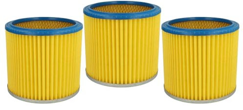 vhbw 3x Faltenfilter kompatibel mit Shop-Vac Super 760, Ultra 40 Blower Staubsauger - Patronenfilter, Blau Gelb