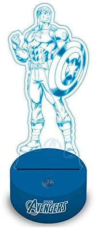 Marvel Avengers Acryl-Projektionslampe Captain America mit Schild, leuchtet blau, Marvel The Avengers, MV15564, Mehrfarbig