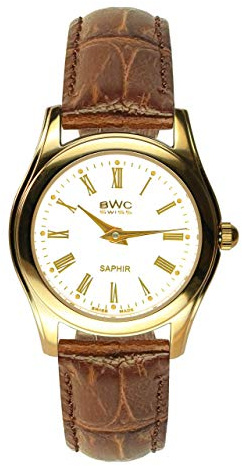 BWC Swiss Damen Uhr Analog Quarz mit Leder Armband 200395111