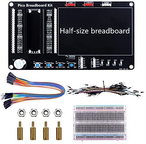 GeeekPi Raspberry Pi Pico/Pico W Basic Starter Kit, Raspberry Pi Pico BreadBoard Kit with Half-size Breadboard, Jumper Wire Pack (Raspberry Pi Pico/Pico W Not Included)