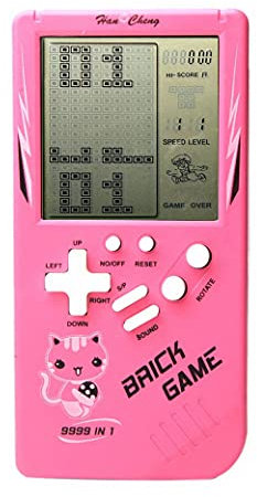 Retro Big Screen Brick Spielekonsole 9999 in 1 Panzer/Rennen/Schießen Lässiges Puzzlespiel Einstellbarer Schwierigkeitsgrad/Geschwindigkeit klein und leicht zu tragen (Rosa)