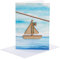 Logbuch-Verlag 3 leere Klappkarten mit Kuvert + Segelboot aus Holz - blanko Grußkarten ohne Text - Glückwunschkarten maritim