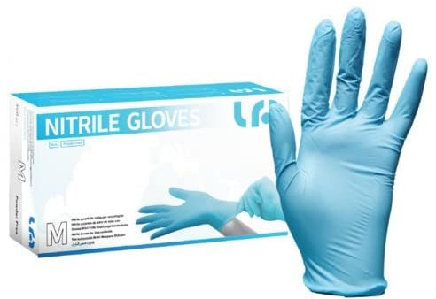 ETIK | Guanti Nitrile, Guanti Monouso, Di Colore Blu Chiaro, Scatola Da 100 pz. Guanti Uso Medicale, Elasticizzati Senza Polvere, Uso Alimentare, Certificati CE (M)