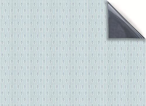 Stick & Go Repositionable Self Adhesive Dolls House Wallpaper 1:12 Scale (1 Sheet) - Vintage Dove Blue Wallpaper - No. 135