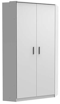 Froschkönig24 Joker Eckschrank Eckkleiderschrank Kleiderschrank Weiß/Betonoptik Lichtgrau