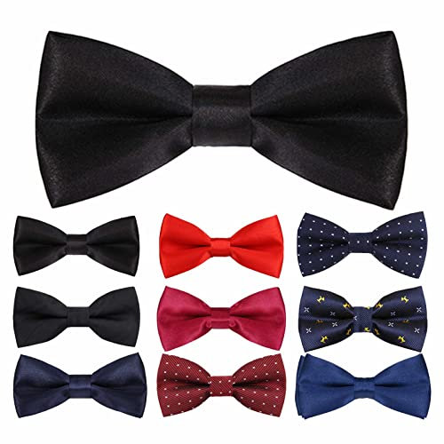 Probuk Kinder Jungen Fliege 10 * 5cm Polyester Klassische Verstellbare Schleife in unifarben mit Hakenverschluß Gummizug Ausgefallene Plain Bowties für Hochzeitsfeier/LäSsige/Formelle