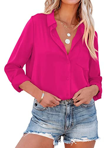 NONSAR Camicetta da Donna Elegante a Maniche Lunghe con Colletto Alto, da Ufficio, Casual