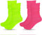 Yolev 2 Paar Damen Slouch Socken Neon Knit Schoppersocken Extra lange Lose Socken Thermosocken 80er Jahre Outfit Party Zubehör Retro Punk Streetwear（Rosenrot Fluoreszierendes Grün）