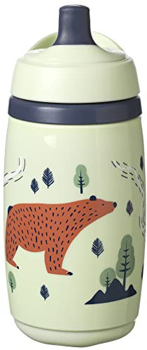 Tommee Tippee Superstar Insulated Sportee Toddler Water Bottle, INTELLIVALVE 100% Leak-Proof and Shake-Proof, Antimicrobial Technology (266 ml, 12 Months+, Pack of 1), Green