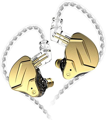 KZ ZSN Pro X in Ear Earphones,1BA+1DD Dual Driver Wired Noise Cancelling Gaming Earbuds, Deep Bass Stereo Sound Ear Monitor Headphone, Detachable 2Pin IEM Cable for Musician Singer(Gold Without Mic)