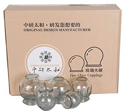 ZHONGYAN TAIHE Lot de 12 ventouses professionnelles en verre épais pour massage du dos et soulager la fatigue