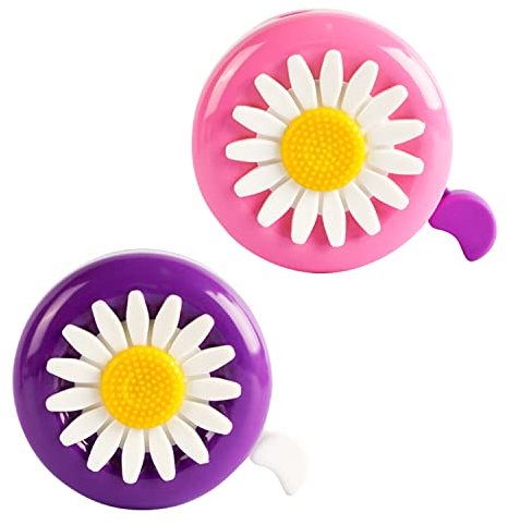 PFLYPF 2 stück Kinderfahrradklingeln, Blumenfahrradklingeln, süße Kleinkinderklingeln, geeignet für Jungen und Mädchen, ideales Zubehör für Kinderfahrräder (lila, pink)