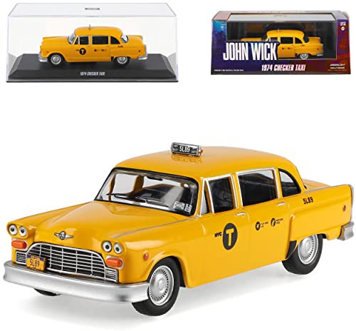 alles-meine.de GmbH Checker Taxicab Gelb Taxi John Wick 1974 1/43 Greenlight Modell Auto mit individiuellem Wunschkennzeichen