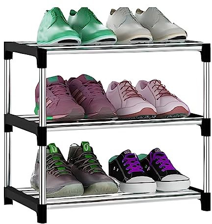 wiksite 3 Tier Shoe Rack Organizer (40x36x26cm) - Compact & Sturdy Shoe Storage Solution for Small Spaces - Multipurpose, Easy to Assemble & Durable Shoe Stand (Q070)