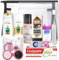 Trousse de toilette de voyage pour femme - Mini ensemble miniature pour les vacances, l'hôpital, la maternité | Sac de voyage transparent | Approuvé par la sécurité aéroportuaire, Noir