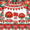 152 Pack Christmas Party Supplies Christmas Tableware Set - Paper Plates, Banner, Napkins, Cups, Christmas Party Tablecloth, Balloons for Xmas Themed Party Decorations Serve 20