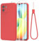 THIYUFUNS Funda con Xiaomi Redmi A1 / A2 4G (6.52) con 2 Protector Pantalla Cristal Templado,Carcasa de TPU Silicona Bumper Líquida Ultradelgado Cover - Rojo