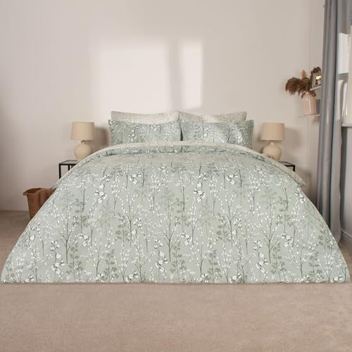 OHS Double Duvet Covers Set Willow Branch, Double Bed Duvet Cover Set Quilt Covers with Pillowcases Luxury Ultra Soft Comfy Easy Care Double Bedding Set, Sage Green